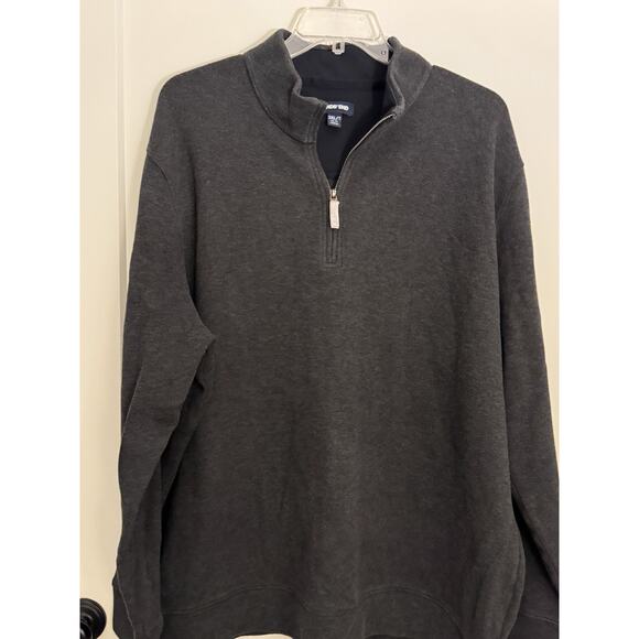 Lands End Sweater Mens Large 3XLT dark Grey Knit Pullover 1/4 Zip - Picture 2 of 11